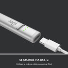 Logitech - Crayon numérique Crayon pour iPad (2018 et ultérieurs) - Argent-La technologie de rejet de la paume ignore les touches parasites