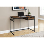 Monarch Specialties - 7574 Bureau 42 po - Faux Bois Brun/Metal Noir-Le cadre en métal élancé au fini noir offre une stabilité et contraste avec les panneaux stratifiés faux bois récupéré brun