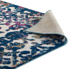 Modway - Reflect Treillis floral orné de primevère Tapis intérieur/extérieur de 8 pi l x 10 pi L - Ivoire Bleu foncé Multicolore-9