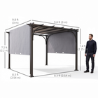 Outsunny - tonnelle de patio extérieure 10 pi l x 10 pi L - gris-Le auvent supérieur peut coulisser sur les côtés pour maintenir la zone d’ombre