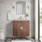 Modway - Daylight 30" Vanette de salle de bain - Noyer blanc-Bassin d’évier en céramique
