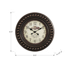 Monarch Specialties - Horloge - 20 po Rond - Horloge Murale - Brun Antique - Transitionnel-Affichage analogique numérique imprimé, facile à lire, avec mouvement à quartz pour un chronométrage précis