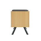 Manhattan Comfort - Banc de rangement d’appoint moderne Paloma 91 cm en tissu effet lin, chêne naturel-Capacité d'accueil jusqu'à 2 personnes