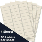 JAM Paper Étiquettes postales, 2 5/8 x 1 po, ivoire, 30 par page, 480 par paquet-Taille : 2 5/8 x 1 po