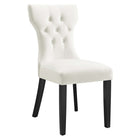 Modway - Silhouette Performance Velvet Chaises de salle à manger Ensemble de 2 - Blanc-Touffage classique des boutons