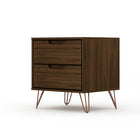 Manhattan Comfort - Table de nuit Rockefeller 20,08" style mid-century moderne à 2 tiroirs - Marron-Assemblage à domicile requis Tout le matériel inclus