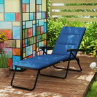 Outsunny - Chaise longue pliante avec coussin - dossier réglable - bleu-Conception pliable et peu encombrante pour un transport et un rangement rapides