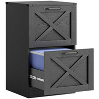HOMCOM - Classeur 2 tiroirs pour documents - noir-Présente un style ferme avec des panneaux en X, rehaussant la décoration de votre bureau à domicile 
