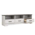 Prepac - Meuble TV Rustic Ridge, cabinet de rangement 66 po avec étagères, cabinet de rangement pour salon - Blanc vieilli-Dim. de l'étagère : 20,75 po L x 15,25 po P x 7 po H