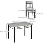 HOMCOM - Ensemble de salle à manger 5 pièces effet marbre avec chaises rembourrées - gris-Les quatre chaises sans accoudoirs peuvent être placées sous la table pour économiser de l’espace