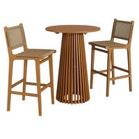 Modway - Rowe 3 pièces Terrasse extérieure Bois de teck Bar Set - Naturel-Ensemble de bar de patio en bois de teck en 3 pièces