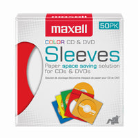 Maxell - Pochettes pour CD/DVD - Couleurs assorties - Paquet de 50-Enveloppes de rangement en papier