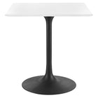 Modway - Lippa 28 po Carré Bois Table à manger, Noir Blanc-Table à manger moderne