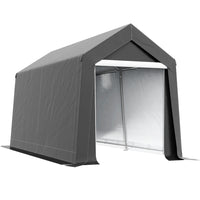 Outsunny - Abri portable 7' x 12', abri extérieur avec porte enroulable, gris-Le toit et les parois latérales en PE épais bloquent les rayons UV et la pluie fine 