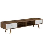 Modway - Transmit Console multimédia 70 po Bois Meuble TV, Blanc noyer-Meuble TV 70 po style milieu du siècle