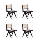 Manhattan Comfort - Lot de 4 chaises de salle à manger Hamlet 44,8 cm style industriel chic - noir et cannage naturel-Chaise de salle à manger moderne style industriel chic en rotin parfaite pour une utilisation dans la salle à manger lot de 4