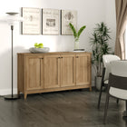 Prepac - Table console à portes 4 panneaux Yaletown 60 po avec rangement, buffet de rangement - Chêne naturel-Personnalisez l'espace de rangement avec des étagères réglables : Les étagères des armoires sont ajustables afin que vous puissiez les modifier à la hauteur désirée ou les enlever complètement pour créer un espace de rangement pour des objets plus grands