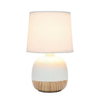 Simple Designs - Petite lampe de table du milieu du siècle - bois clair et blanc-La lampe mesure l : 7" x l : 7" h : 12"