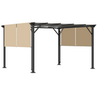 Outsunny - auvent de pergola rétractable 10 pi l x 12 pi L - beige-Le toit en polyester résistant aux UV bloque la plupart des rayons nocifs