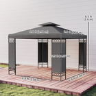 Outsunny - Pavillon à auvent 10 pi l x 10 pi L - toit double pour l’extérieur - gris foncé-Les panneaux en tissu offrent de l'intimité pour les rassemblements ou la détente