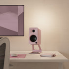 Kanto - Haut-parleurs de bureau de référence 100 W avec USB-C, RCA et Bluetooth 5.0 - Rose mat, Paquet de 2-Trou de montage arrière de 1/4"-20