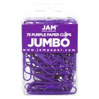 JAM Paper - Trombones géants colourés - grands trombones violets de 5 cm - paquet de 75-Couleur : violet