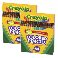 Crayola - Crayons de couleur courts, 64/boîte, paquet de 2-Chaque boîte contient 64 couleurs différentes couvrant tout le spectre - idéales pour compléter l'image parfaite