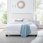 Modway - Celine Chenal Touffé Performance Velvet Lit de plateforme complet, Blanc-Pieds en bois massif