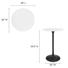 Modway - Lippa Rond de 28 po Bois Bar Table, Noir Blanc-Plateau de table en MDF laqué