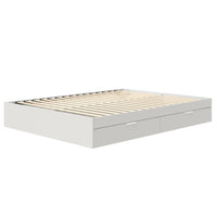 Nexera - Lit de rangement à deux tiroirs Queen Hunter, Blanc-Flexibilité des tiroirs : Un concept astucieux facilite le passage des tiroirs d'un côté à l'autre. Propose une adaptabilité totale pour être positionné contre n'importe quel mur