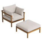 Modway - Eleni Deux pièces Terrasse extérieure Bois de teck Ensemble salon - Voile-Fauteuil lounge