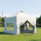 Outsunny - Tente auvent d'extérieur pliante 10 pi l x 10 pi L avec 4 parois latérales - Blanc-Trois réglages de hauteur à des intervalles de 4 po