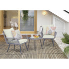 Manhattan Comfort - Ensemble moderne de patio Cannes pour 2 personnes avec table d’appoint - gris et crème - lot de 3-Dimensions de la table d’appoint : 47 cm longueur, 47 cm profondeur, 45 cm hauteur