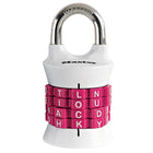 Master Lock - Serrure à combinaison verticale à 4 lettres à régler soi-même-Bouton de réinitialisation par pièce de monnaie au dos du cadenas