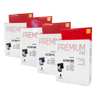 Premium Ink - Brother LC501 Lot de 4 cartouches d'encre alternatives - Rendement Standard - CMYK-Couleur: CMJN