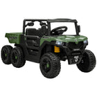 Qaba - Camion électrique pour enfants 24V 4RM avec 6 roues, 2 places et benne basculante - vert-Puissant 4x4 24V avec batterie 7AH, atteint 2,5–3,7 mph (4-6km/h) pour s’amuser dans le jardin 