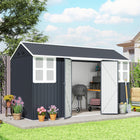 Outsunny - Abri de jardin extérieur 12 pi x 5,5 pi, avec porte verrouillable, pour jardin, gris foncé-Idéal pour ranger des outils, des vélos, des scooters électriques ou des bacs de jardin
