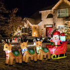 HOMCOM - Décoration d'extérieur de Noël de 4 - 5ft avec Père Noël sur traîneau et renne - Marron-Fabriqué en tissu polyester 190 T de qualité avec niveau d'étanchéité IP44, idéal pour une utilisation bien extérieure qu'intérieure 