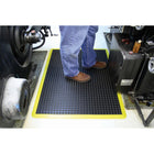 Edgewood - Tapis à Bulles Sûreté Anti-Fatigue Léger Avec Formes de Dôme - 2 pi l x 3 pi L x 5/8 po P - Noir/Jaune-Bordures intégrées