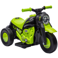 Qaba - Moto électrique pour enfants 3 roues 6V avec phare LED - vert-Permet des déplacements vers l'avant et vers l'arrière pour des expériences de conduite variées 