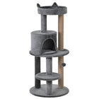 PawHut - arbre à chat 41 po avec condo, poteaux à griffer, balle suspendue - gris-Le design à plusieurs niveaux satisfait l'instinct de grimper de votre chat 