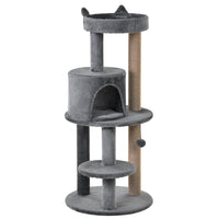 PawHut - arbre à chat 41 po avec condo, poteaux à griffer, balle suspendue - gris-Le design à plusieurs niveaux satisfait l'instinct de grimper de votre chat 
