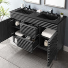 Modway - Render 48" Meuble de salle de bain à double lavabo - Noir charbon-MDF et panneau de particules