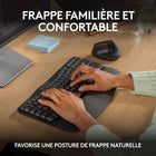 Logitech - Wave Keys Clavier ergonomique sans fil, repose-poignets rembourré - Graphite-Plus de soutien des paumes, moins de pression: un repose-poignets rembourré avec mousse à mémoire de forme vous soutient tout au long de la journée et soulage vos poignets