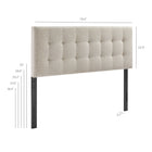Modway - Lily Rembourré Tête de lit King Size, Gris colombe-Tête de lit King Size