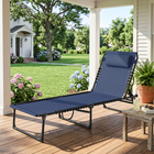Outsunny - Chaise longue pliante - chaise longue avec appui-tête - bleu foncé-Portable, pliable et léger pour un transport et un rangement faciles