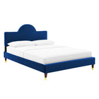 Modway - Aurora Performance Velvet Lit plein, Marine-Poutre centrale renforcée et jambes de soutien