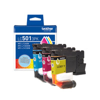 Brother - LC501 Cartouches d’encre cyan, magenta, jaune authentiques à rendement standard-Cartouche d’encre à rendement standard, ensemble de 3: Chaque cartouche contient du cyan, du magenta et du jaune pour une impression jusqu’à 200 pages par cartouche
