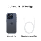 Apple - iPhone 15 Pro 6,1 po ecran Liquid Retina, 128 Go, Titane bleu, déverrouillé-Garantie limitée d'un an du fabricant