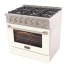 Kucht - 36 po Série KNG Cuisinière Pro Style au gaz propane - Acier inoxydable/Blanc-Les brûleurs étanches facilitent le nettoyage de la cuisinière